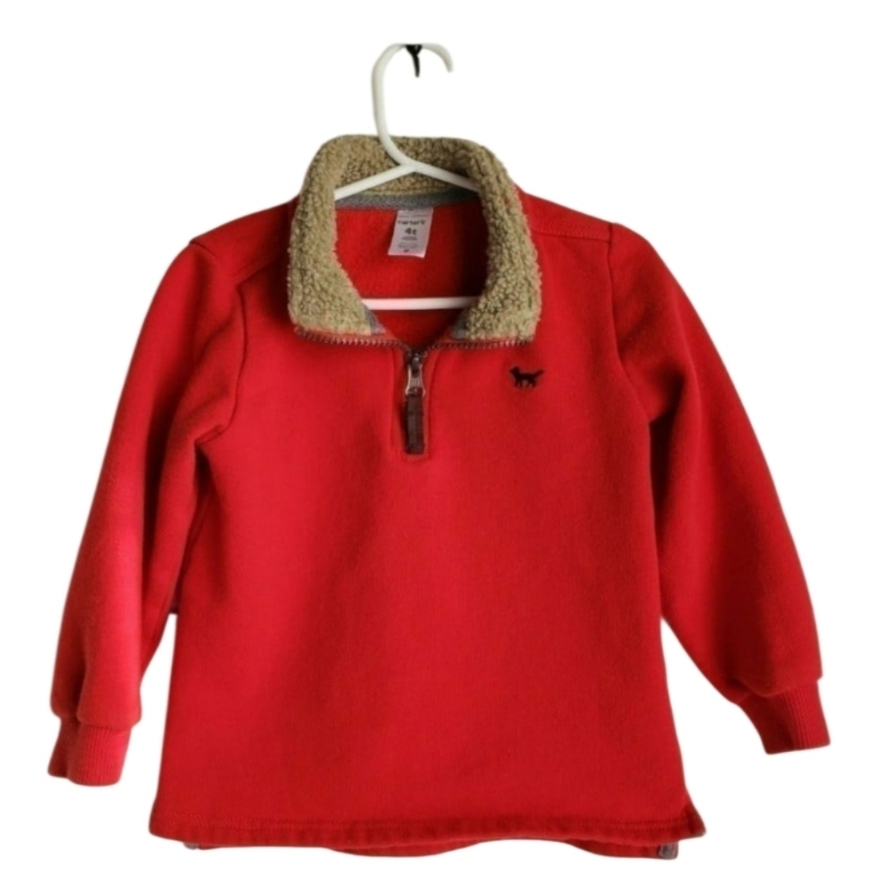 Carter's Red Half-Zip Sweatshirt with Sherpa Collar - 4T